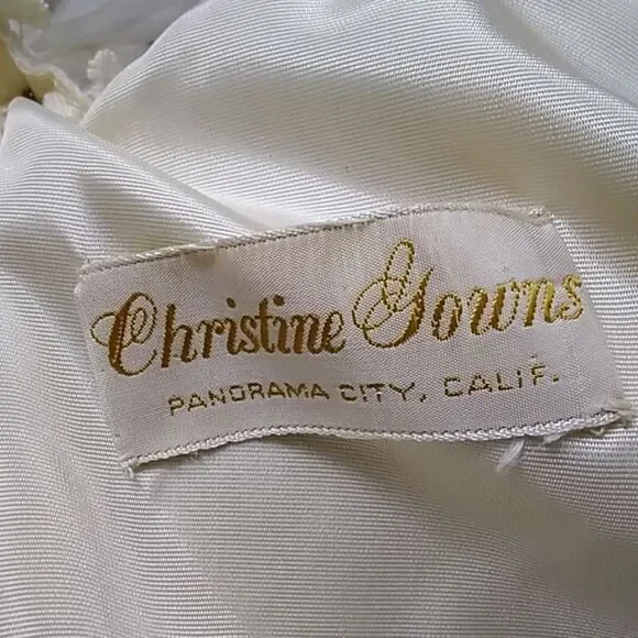 VTG Christine Gowns Panorama City California Wedding W Dress Sz 10 Ivory Color - Picture 12 of 16